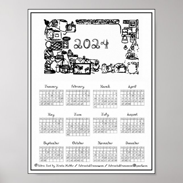 2024 Schriftart mit vergriffenen Rahmen für den Ka Poster (Vorne)