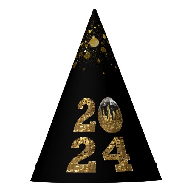 2024 Silvester Party - Ball-NYC Gold- Partyhütchen (Vorderseite)