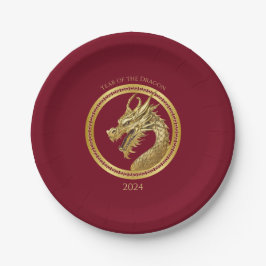 2024 Silvesterabend Party-Chinesisch Neujahrsdrach Pappteller