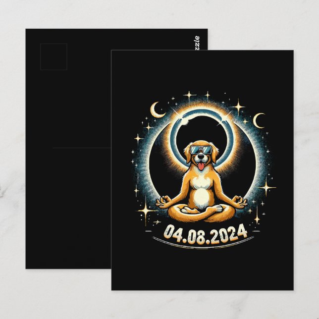 2024 Solar Eclipse Dog Postkarte (Vorne/Hinten)