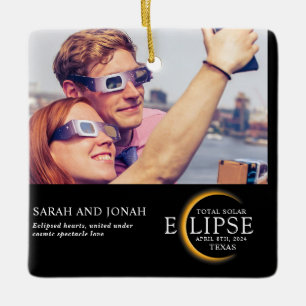 2024 Solar Eclipse Foto Paare Geschenke Ceram Keramikornament