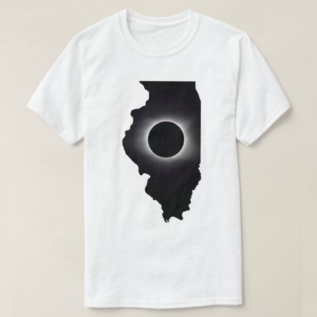 2024 Solar Eclipse Illinois T - Shirt insgesamt (Design vorne)