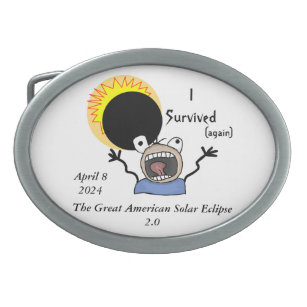 2024 Solar Eclipse Survival Edition Ovale Gürtelschnalle