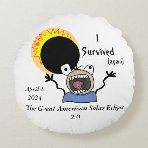 2024 Solar Eclipse Survival Edition Rundes Kissen