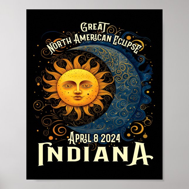 2024 Solar Eclipse Totality Celestial Event Souven Poster (Vorne)
