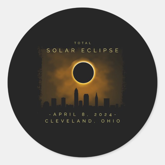 2024 Solaransatz in Cleveland insgesamt Runder Aufkleber (Vorderseite)
