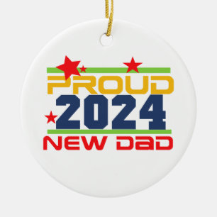 2024 - Stolzes neues Papa-Ornament Keramik Ornament