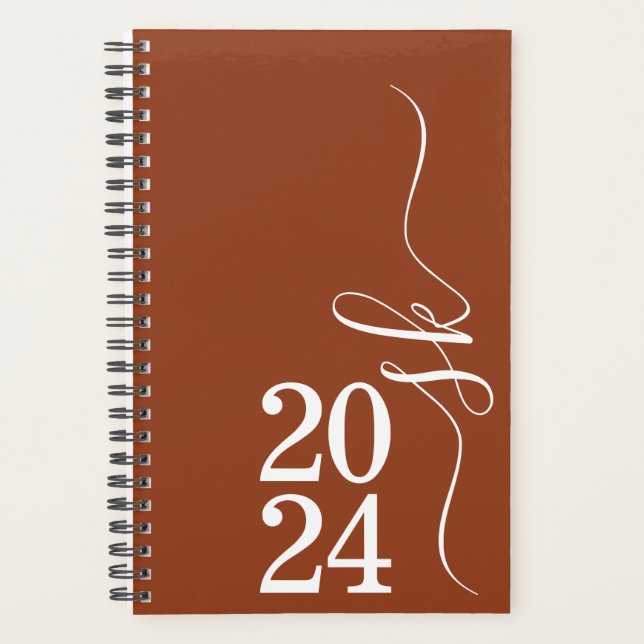 2024 Terracotta Monogram Personal Weekly Planner Planer (Vorderseite)