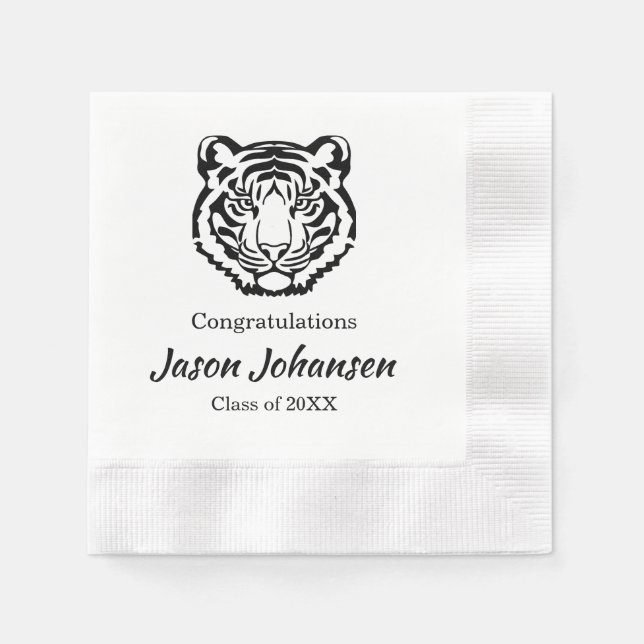 2024 Tiger Mascot Abschluss Napkins High School Serviette (Vorderseite)