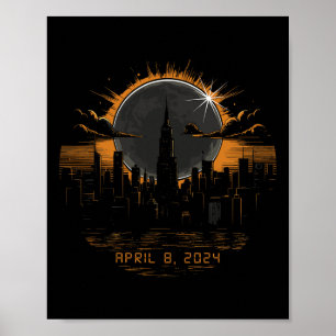 2024 Total Solar Eclipse April 8 New York Poster