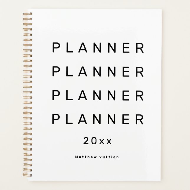 2024 Trendy Modern White Weekly Dated Planer (Vorderseite)