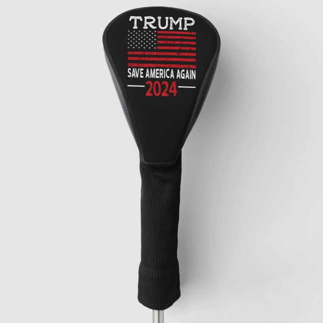 2024 Trump Amerika wieder retten USA-Flagge Golf Headcover (Vorderseite)