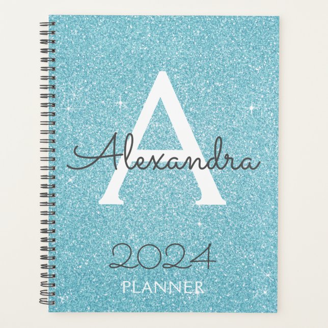 2024 Turquoise Pailleté Pailleté Monogramme (Devant)