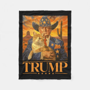 2024 und Cat Western Cowboy Patriotic 4. Juli Fleecedecke