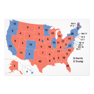 2024 Uni der US-Wahlkarte Fotodruck