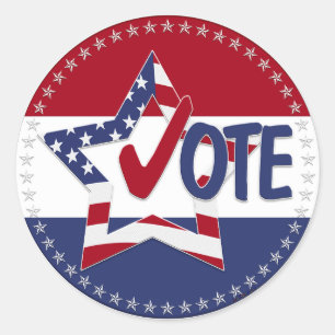 2024 USA Flag Star Vote Check Mark Runder Aufkleber