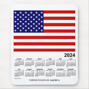 2024 USA Flaggenkalender von Janz Mouse Pad Mousepad