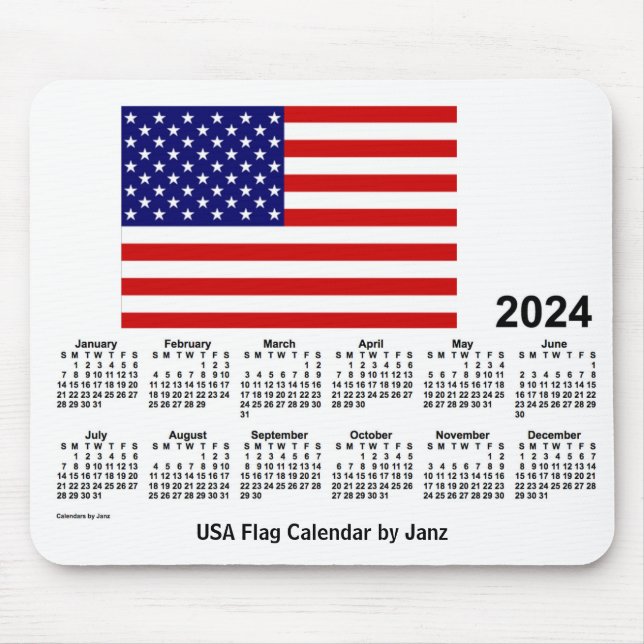 2024 USA Flaggenkalender von Janz Mouse Pad Mousepad (Vorne)