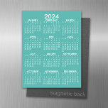 2024 Volljährig-Ansichtskalender - Basic Aqua Mini Magnetisches Trockenlöschblatt<br><div class="desc">Ein minimaler,  einfacher 12-monatiger Kalender mit einem soliden Hintergrund. Eine Standardsuche nach Ihrem Zuhause-Büro oder Schulfach.</div>
