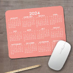 2024 Volljährig anzeigen Kalender - horizontal - K Mousepad<br><div class="desc">Korallen und Weiß - Ein minimaler, einfacher 12-monatiger Kalender mit einem soliden Hintergrund. Eine Standardsuche nach Ihrem Zuhause-Büro oder Schulfach. Die Schriftart sind einfach zu lesen und die Farben können geändert werden. — Wenn Sie den personalisierten Bereich öffnen, wird es Sie zu einem erweiterten Designbereich führen, in dem Sie die...</div>