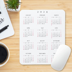 2024 Volljähriger Kalender Elegant Zuhause Office Mousepad