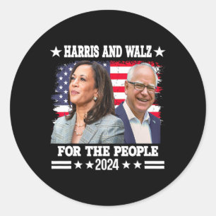 2024 Wahl Kamala Harris Tim Waltz Runder Aufkleber