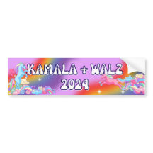2024 Wahl Kamala + Walz Autoaufkleber Unicorn