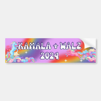 2024 Wahl Kamala + Walz Autoaufkleber Unicorn