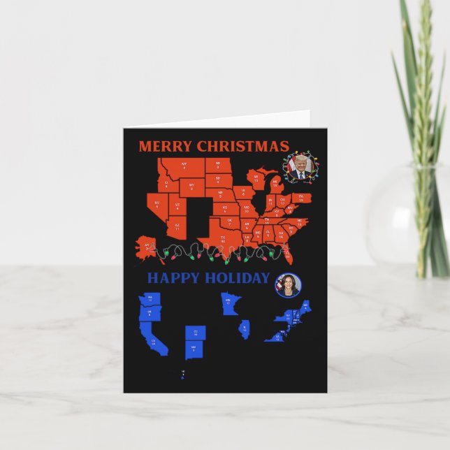 2024 Wahlplan frohe Weihnachten Trump Landslide Karte (Vorderseite)