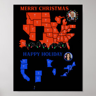 2024 Wahlplan frohe Weihnachten Trump Landslide Poster