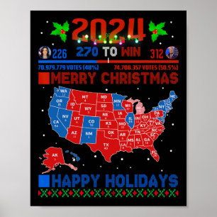 2024 Wahlplan frohe Weihnachten Trump Landslide Poster