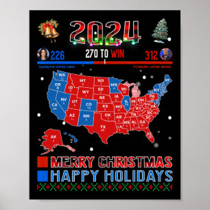 2024 Wahlplan frohe Weihnachten Trump Landslide Poster