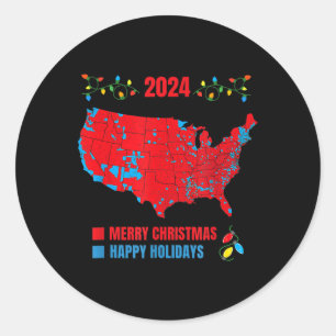 2024 Wahlplan frohe Weihnachten Trump Landslide Runder Aufkleber