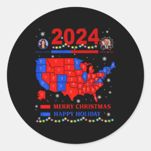 2024 Wahlplan frohe Weihnachten Trump Landslide Runder Aufkleber