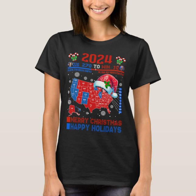 2024 Wahlplan frohe Weihnachten Trump Landslide T-Shirt (Vorderseite)