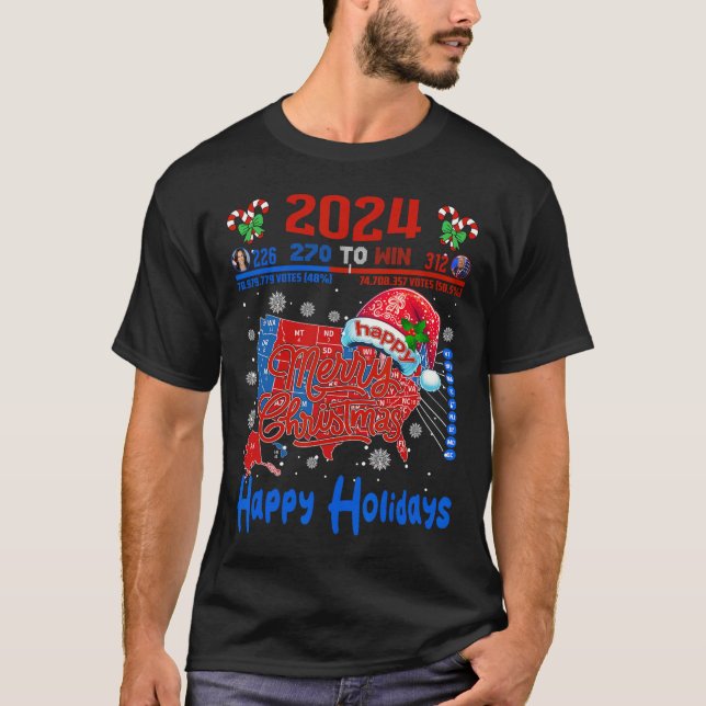 2024 Wahlplan frohe Weihnachten Trump Landslide T-Shirt (Vorderseite)