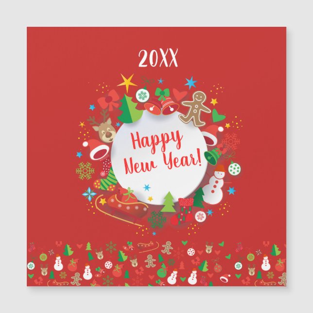 2024 Weihnachtsfeiertag Magnetkarte für das neue J (Vorderseite)