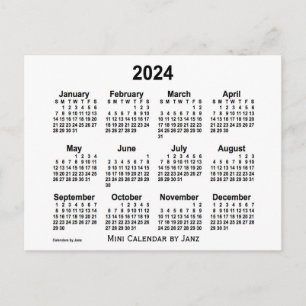 2024 Weißer Mini-Kalender von Janz Postkarte