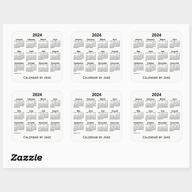 2024 Weißkalender von Janz Square Sticker (Blatt)