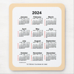 2024 Wheat 52 Week Calendar by Janz Mousepad