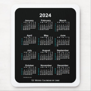 2024 White Neon 52 Week Calendar von Janz Mousepad