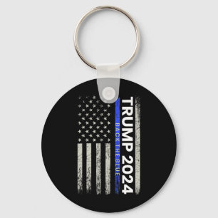 2024 Zurück The Blue Thin Blue Line Police America Schlüsselanhänger