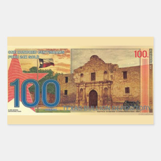 2025 100 Centigram Gold Aurum Texas The Alamo  Rechteckiger Aufkleber
