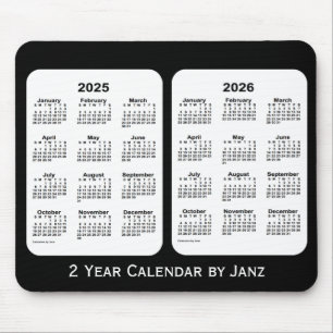 2025-2026 2-jähriger Schwarzweiss-Kalender durch Mousepad