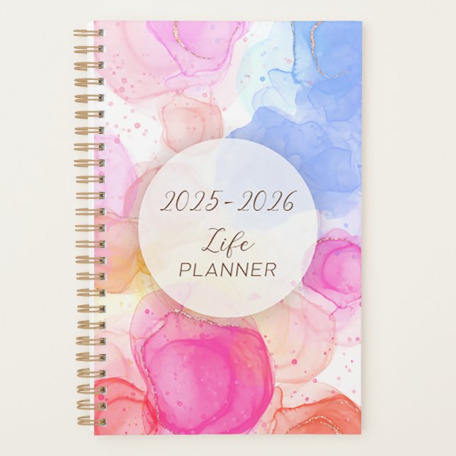 2025-2026 Lebenslauf-Planer - Aquarellträume Planer (Vorderseite)