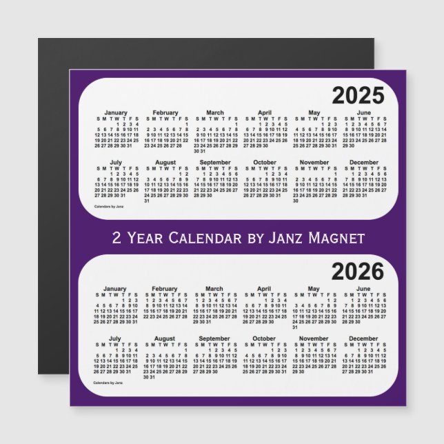 2025-2026 Lila 2-Jahres-Kalender von Janz Magnet (Vorne/Hinten)