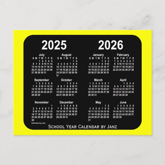 2025-2026 Yellow Neon School Calendar by Janz Postkarte (Vorderseite)