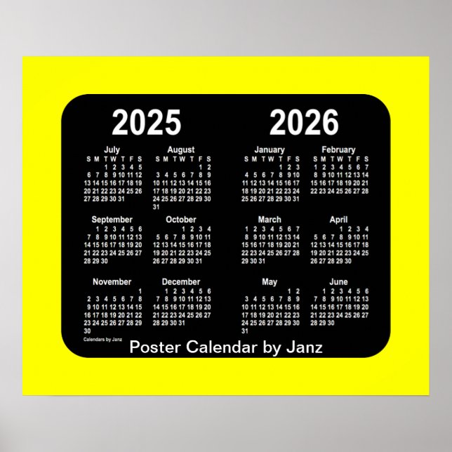 2025-2026 Yellow Neon School Year Calendar by Janz Poster (Vorne)
