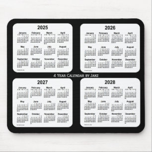 2025-2028 4-jähriger Schwarzweiss-Kalender durch Mousepad