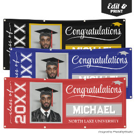 2025 Abschluss-Banner mit Name & Schule Banner